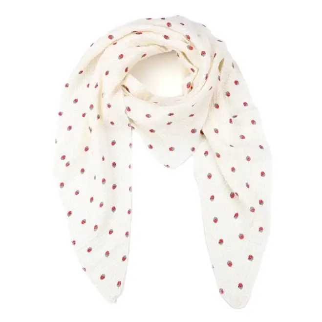 Sjaal Strawberry wit rood 180x80cm