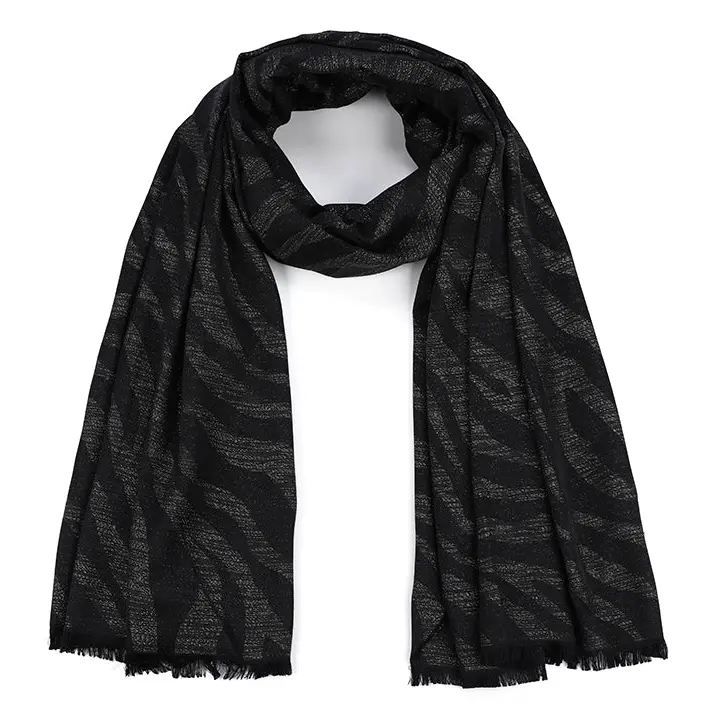 Sjaal Zebra Motief zwart 180x90cm