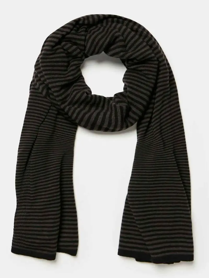 sjaalmania sjaal cosy chic stripes chocolate/solid black
