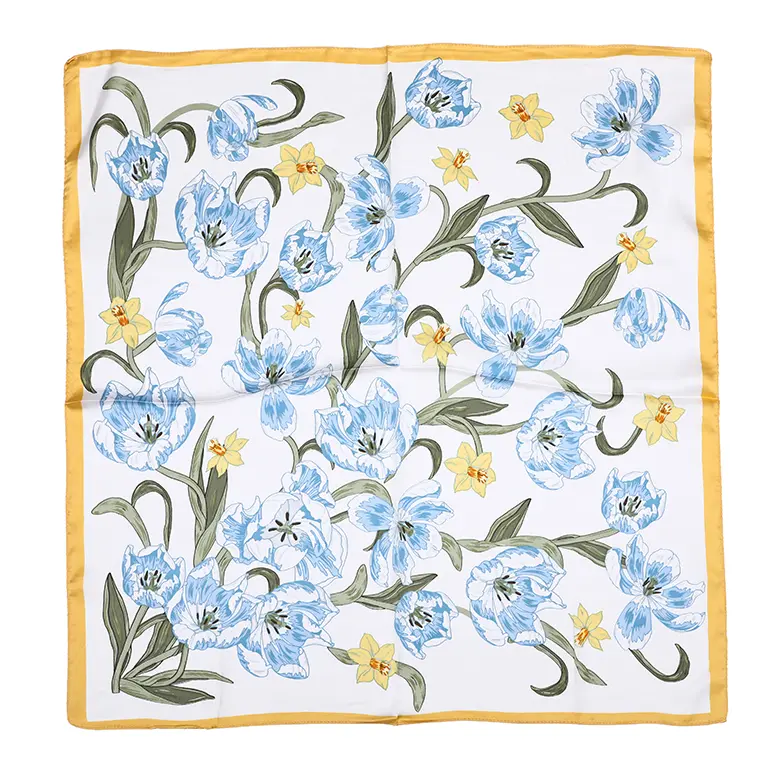 Sjaaltje Bloemen Lente vierkant geel 70x70cm