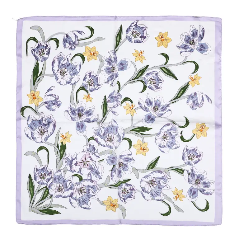 Sjaaltje Bloemen Lente vierkant paars 70x70cm