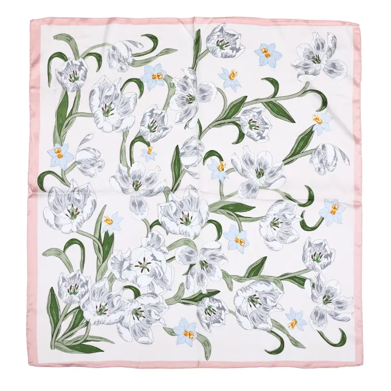 Sjaaltje Bloemen Lente vierkant roze 70x70cm
