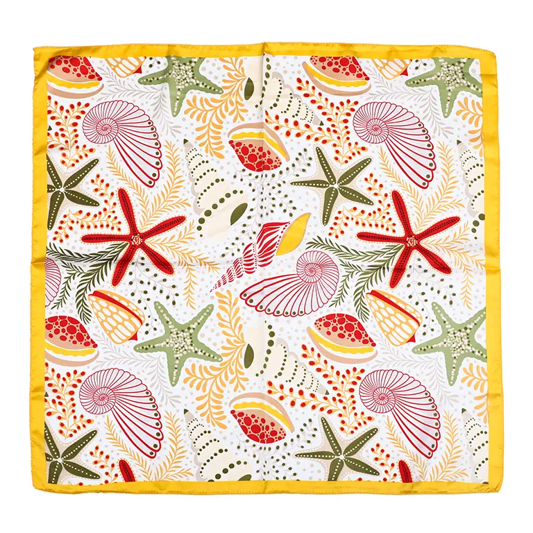 Sjaaltje Coral Coast vierkant geel 70x70cm