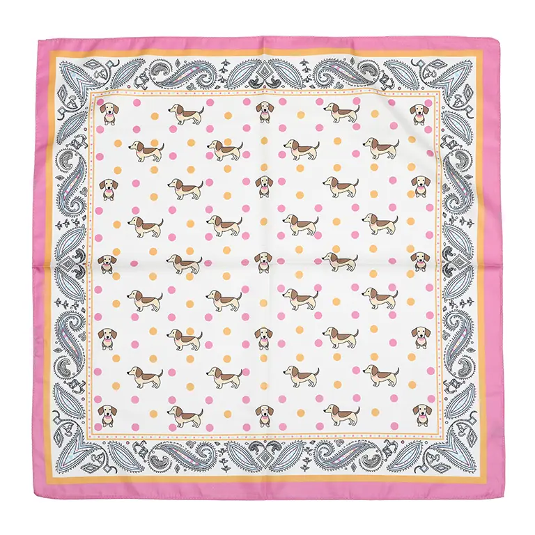 Sjaaltje Hondjes vierkant fuchsia 70x70cm