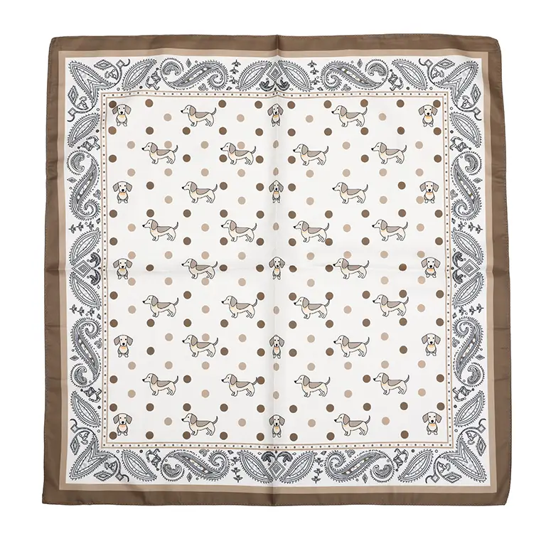 Sjaaltje Hondjes vierkant khaki 70x70cm