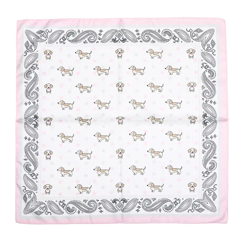 Sjaaltje Hondjes vierkant roze 70x70cm