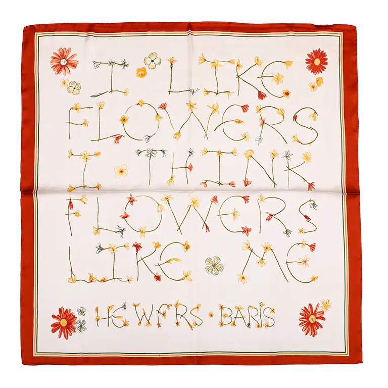 Sjaaltje I Like Flowers vierkant oranje 70x70cm