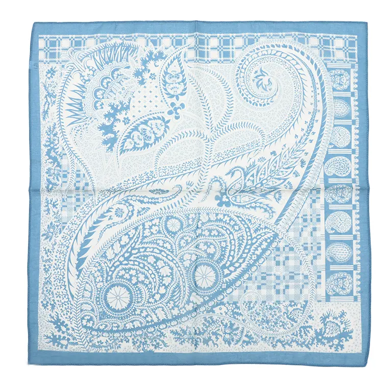 Sjaaltje Mandala vierkant blauw wit 63x63cm