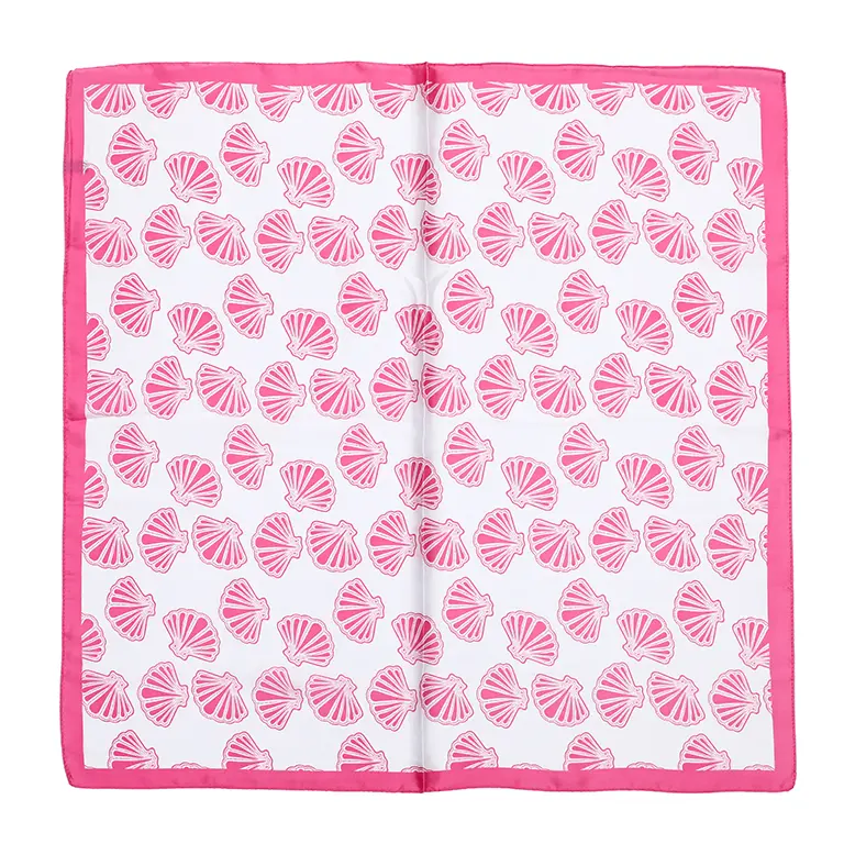 Sjaaltje Schelpen vierkant roze wit 70x70cm