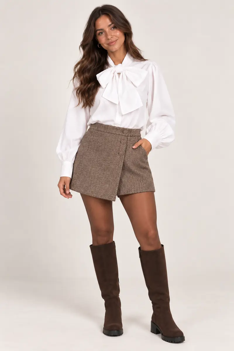 Skort bruin visgraad