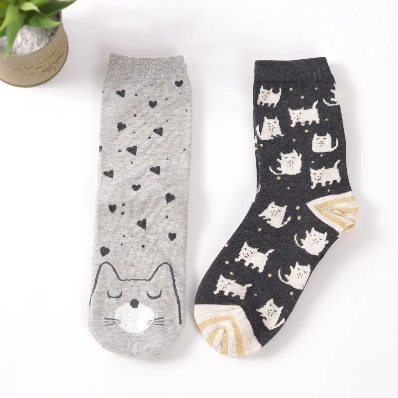 Sleepy Kitty Crew Sock Set (set of 2 pairs)