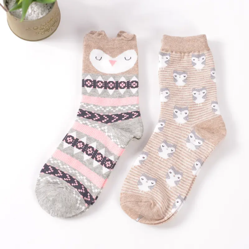 Sleepy Owl Crew Sock Set (set of 2 pairs)