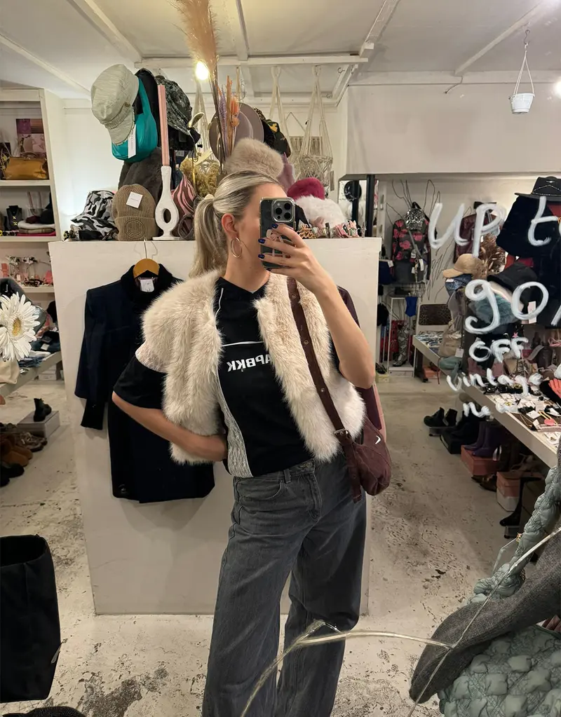 Sleeveless faux fur vest