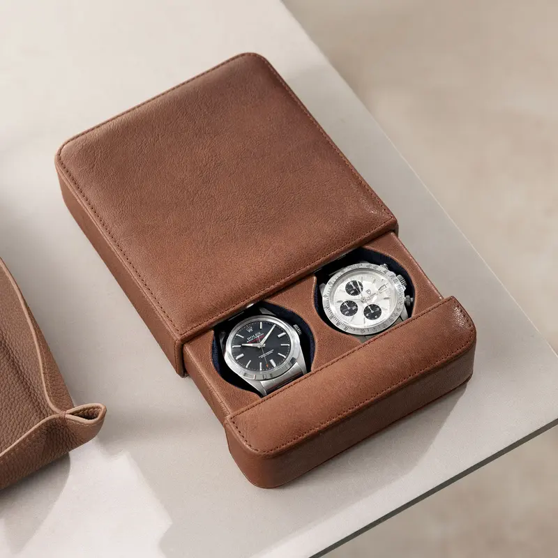 Slider Leder Uhrenbox Toffee