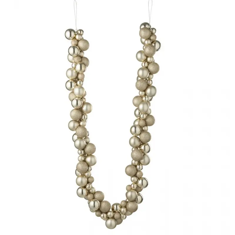 Slinger Kerstbal Plastiek Lichtbeige L160cm J-Line