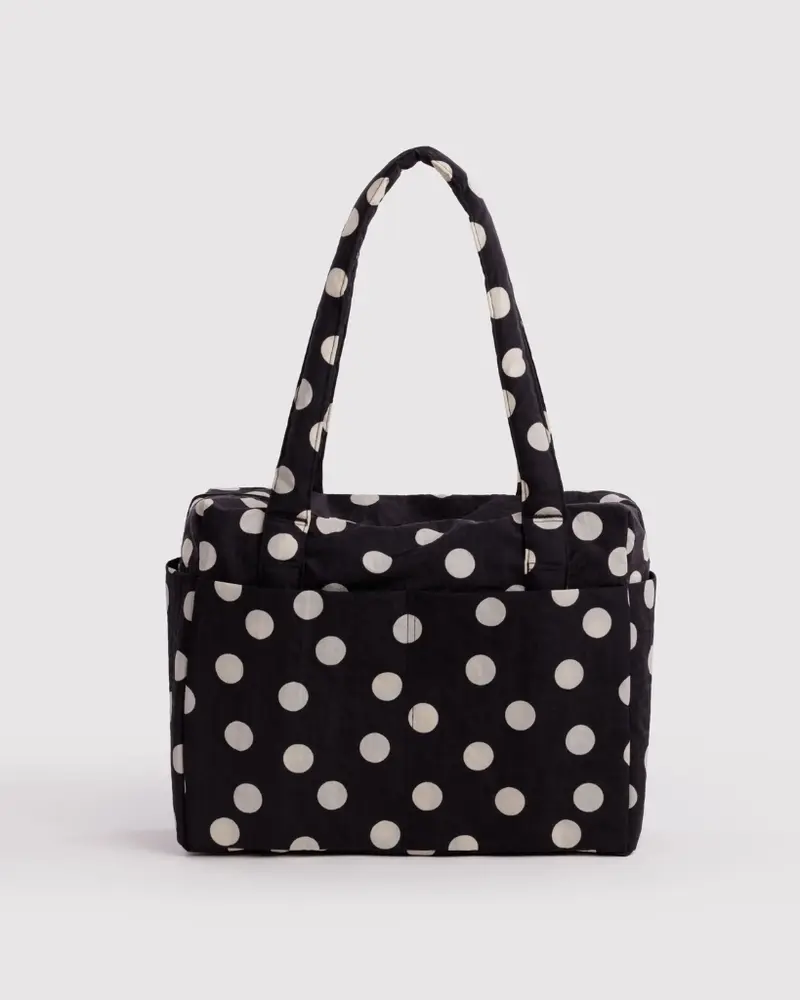 Small Cloud Carry-On Bag - Black & Cream Polkadot