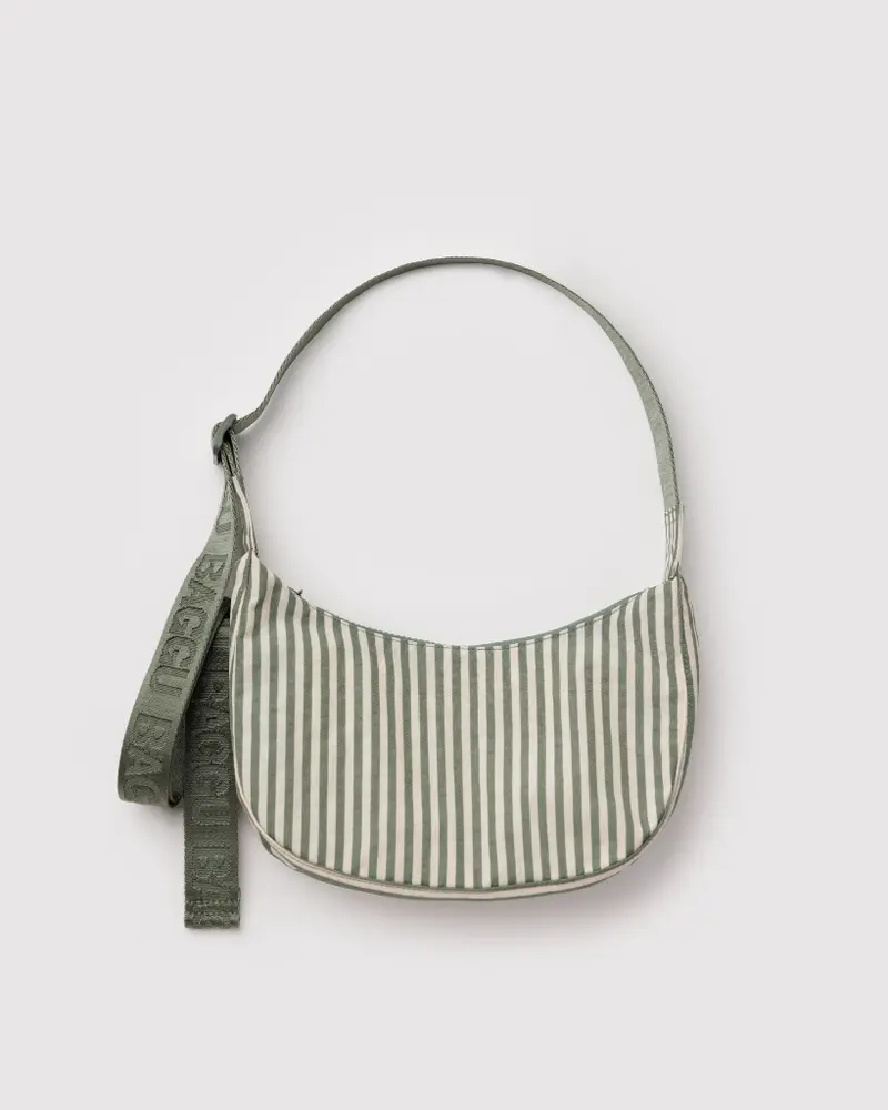 Small Crescent Bag - Sage Stripe
