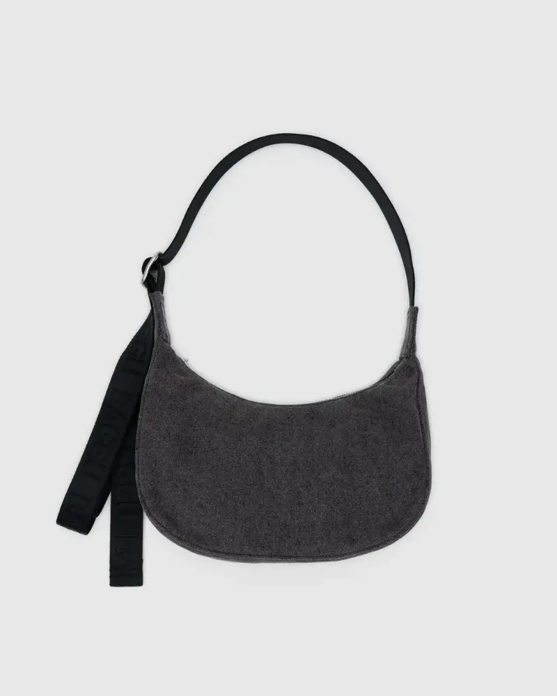 Small Crescent Bag - Washed Black Denim