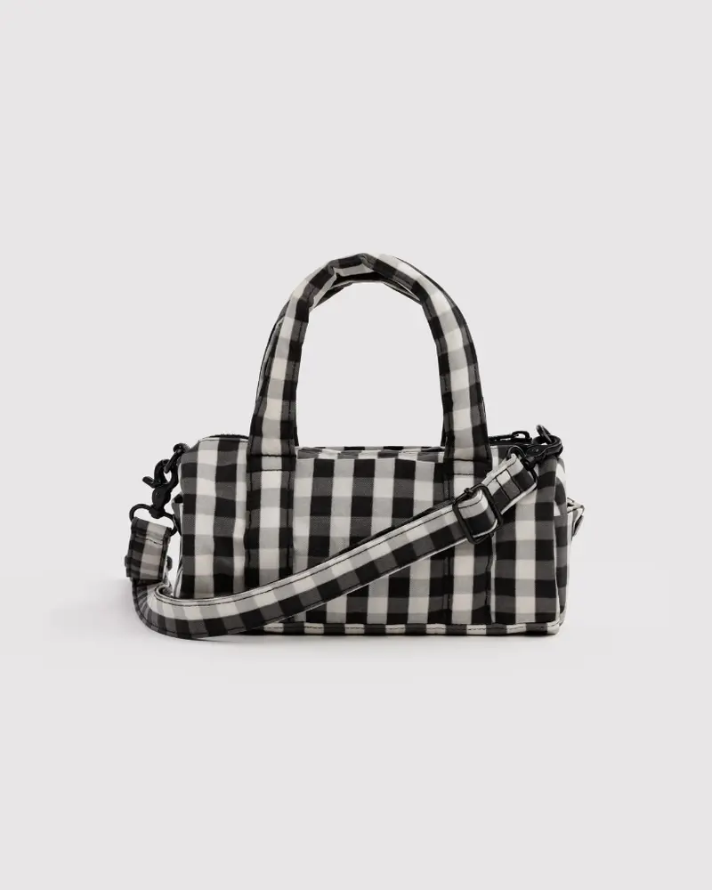 Small Duffle Bag - Black & Cream Gingham