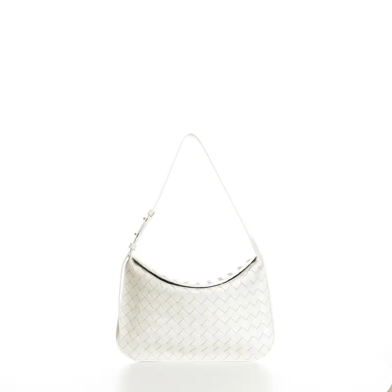 Small FLAP Bag In Bottega White Intrecciato Brushed Leather