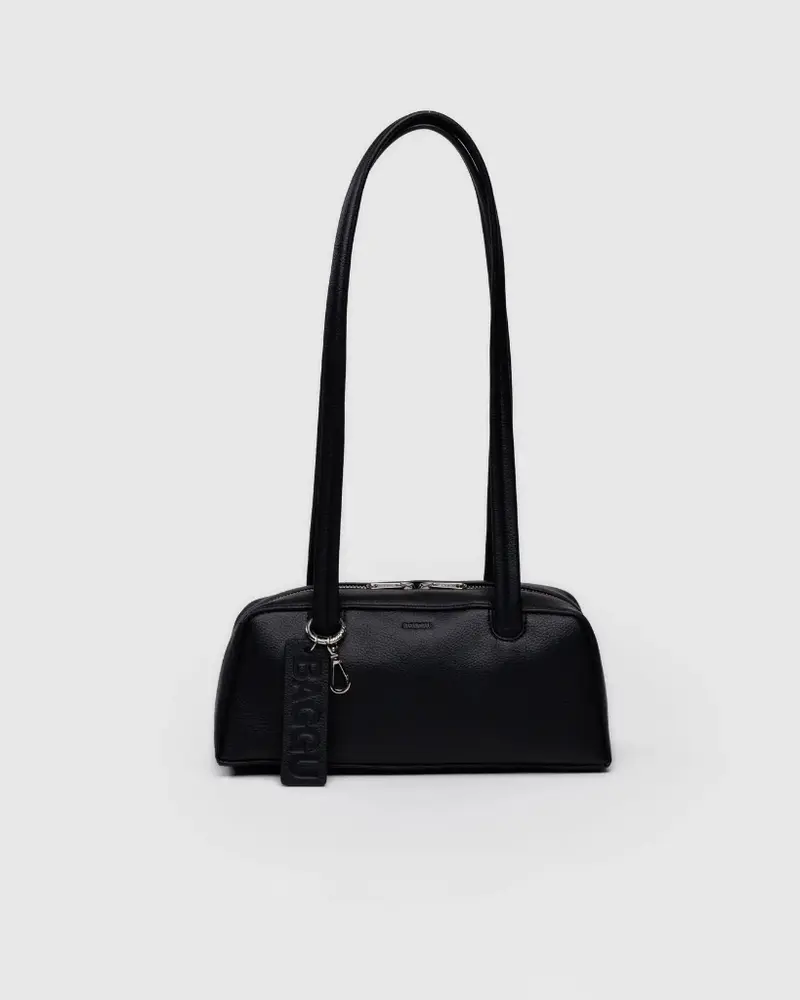 Small Recycled Leather Bowler Bag - Black [PRE ORDER]