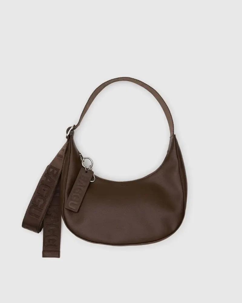 Small Recycled Leather Crescent Bag - Brown [PRE ORDER]