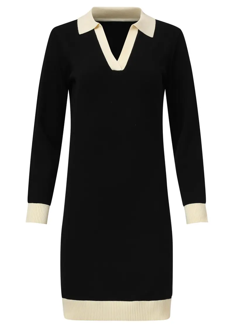 Smashed Lemon Elisa Knit 60s Dress Black White