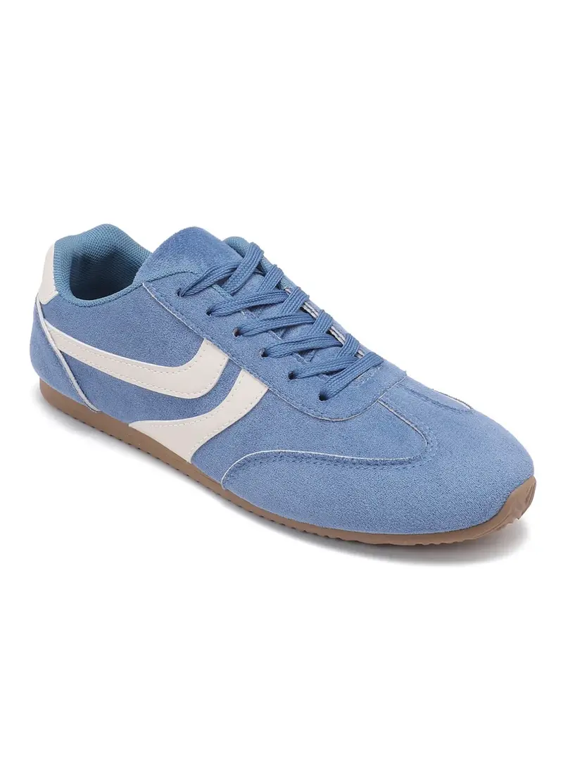 Sneaker suede look blauw