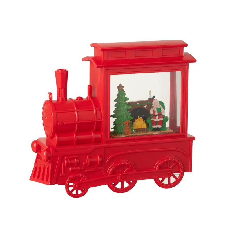 Sneeuwbol Locomotief Kunststof Kerstrood H26cm J-Line