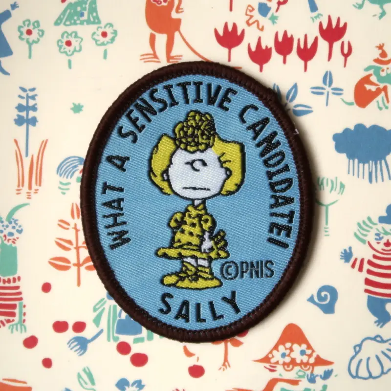 Snoopy Embroidery Patch // Sally Brown from the comic Peanuts "What a Sensitive Candidate!" embroidered patch badge appliqué