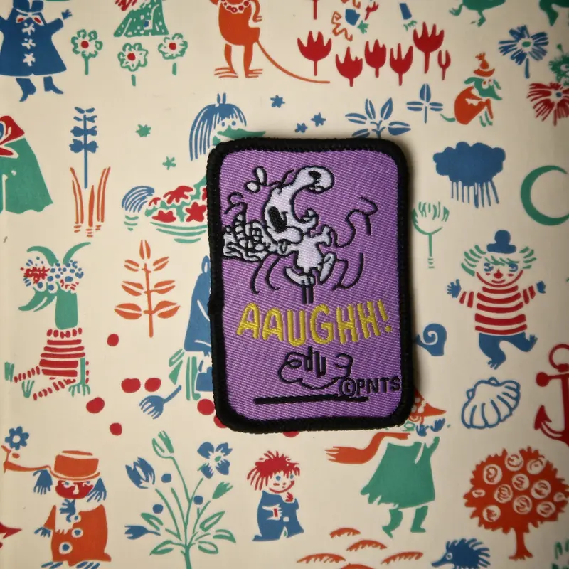 Snoopy Embroidery Patch // Snoopy from the Peanuts comic "Aaughh!" embroidered patch badge appliqué