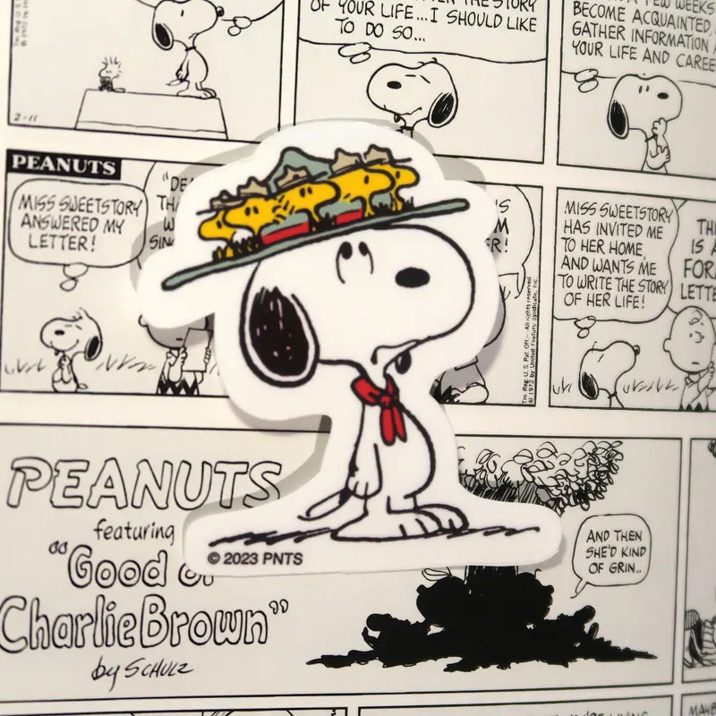 Snoopy Vinyl Sticker // Beagle Scout Snoopy and Woodstock from Peanuts comics Glossy Vinyl Sticker