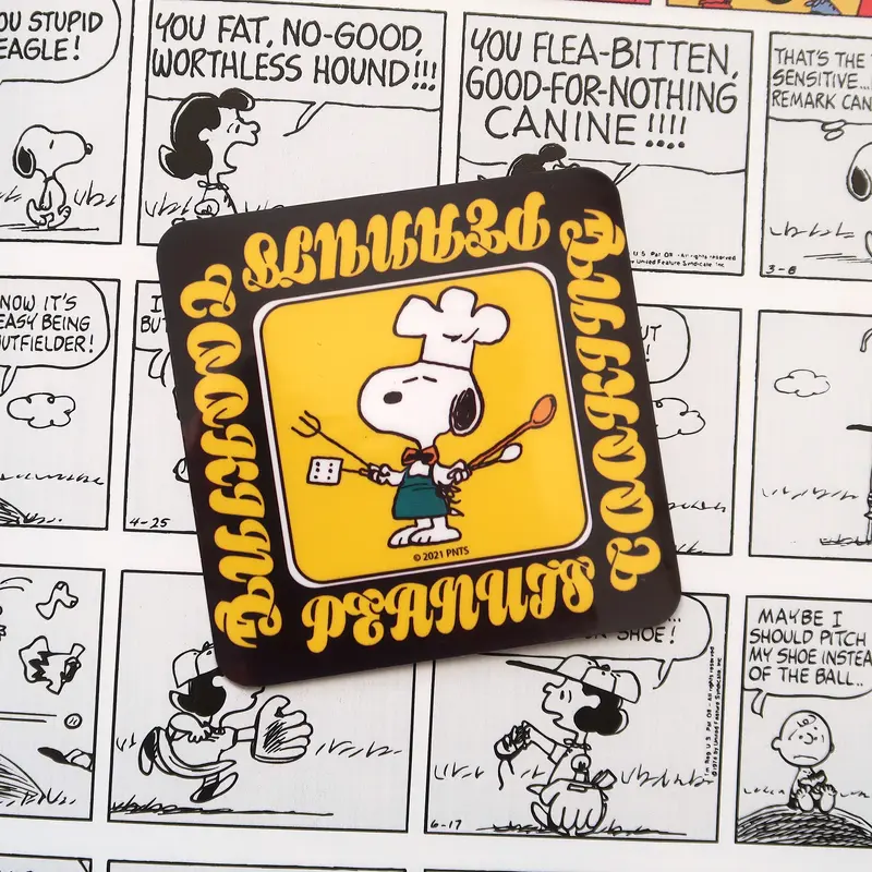 Snoopy Vinyl Sticker // Chef Cook Snoopy from Peanuts comics Retro Lettering Cooking Glossy Vinyl Sticker