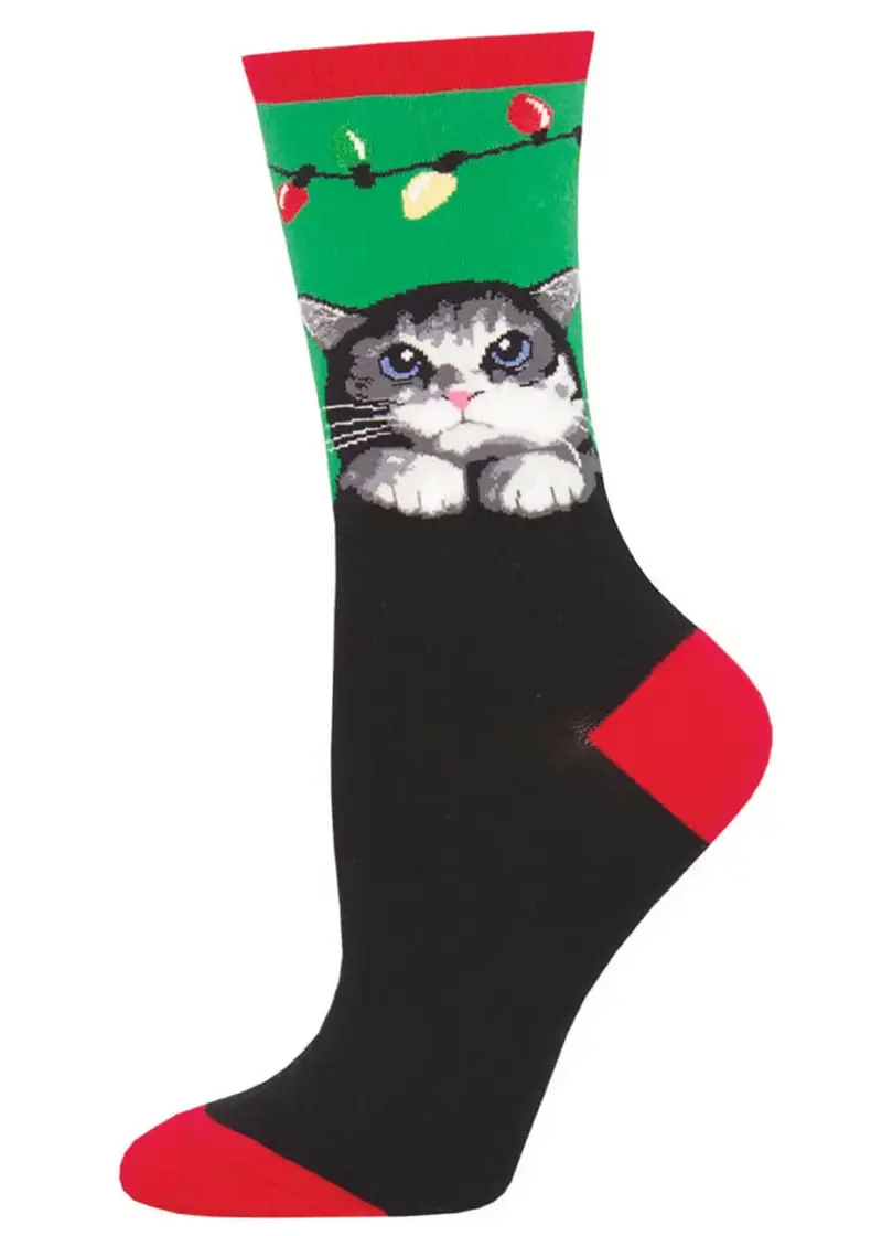 Socksmith Purrrty Lights Christmas Socks Black