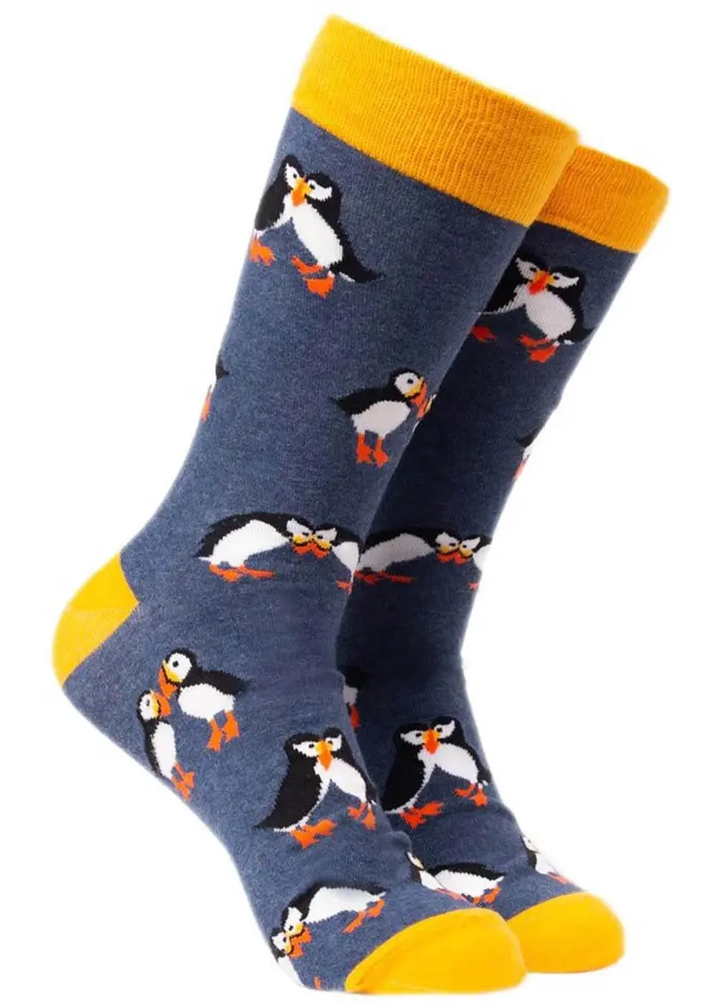 Soctopus Mate For Life Puffins Socks Blue