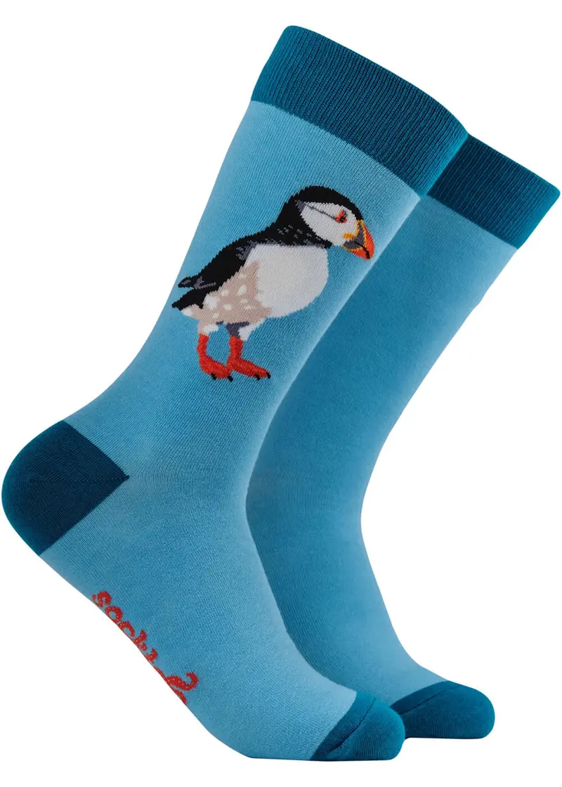 Soctopus Puffin Robert E Fuller Socks Aqua Blue