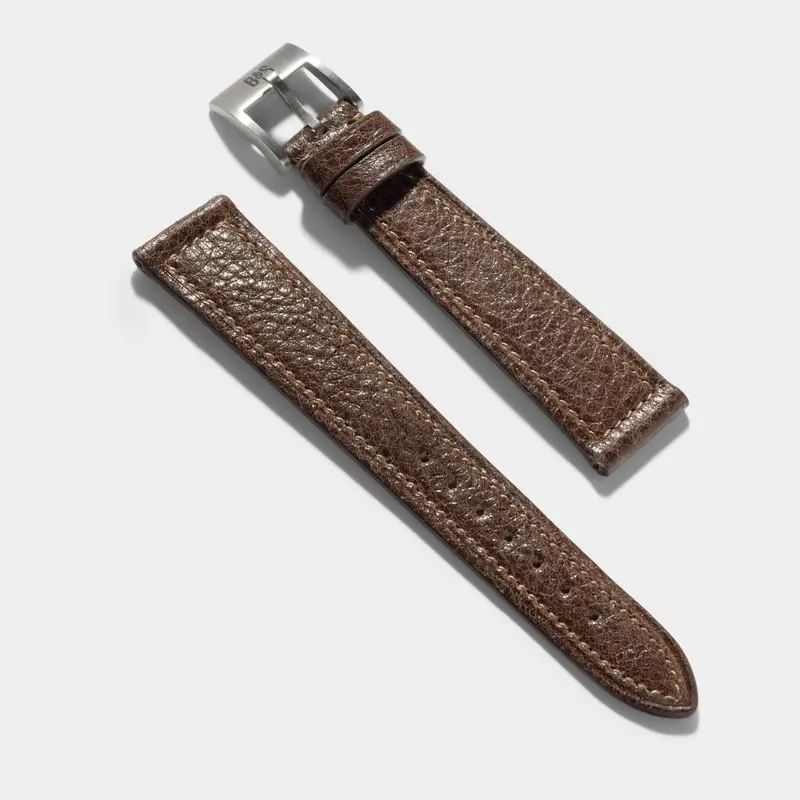 Soft Walnut Brown Boxed Calfskin Watch Strap - Classic Dress