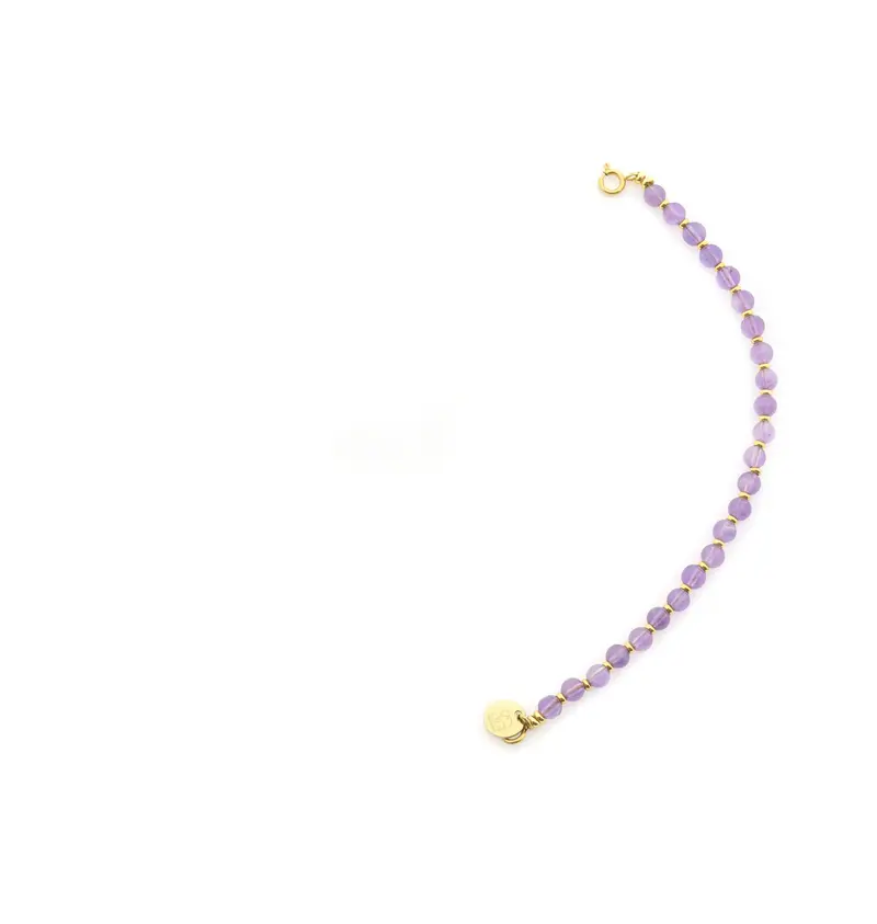 Solid Gold Edelsteen Tussenstuk Ketting - Amethist