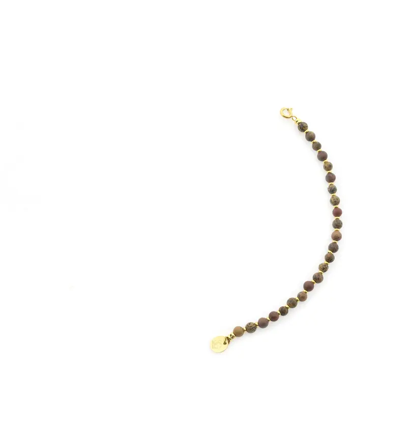 Solid Gold Edelsteen Tussenstuk Ketting - Grass Flower Jaspis