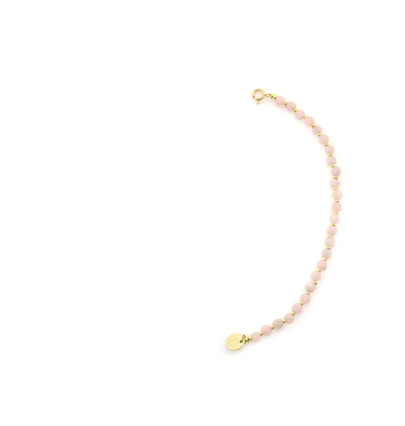 Solid Gold Edelsteen Tussenstuk Ketting - Roze Opaal