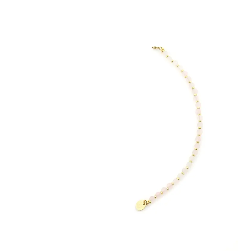 Solid Gold Edelsteen Tussenstuk Ketting - Rozenkwarts