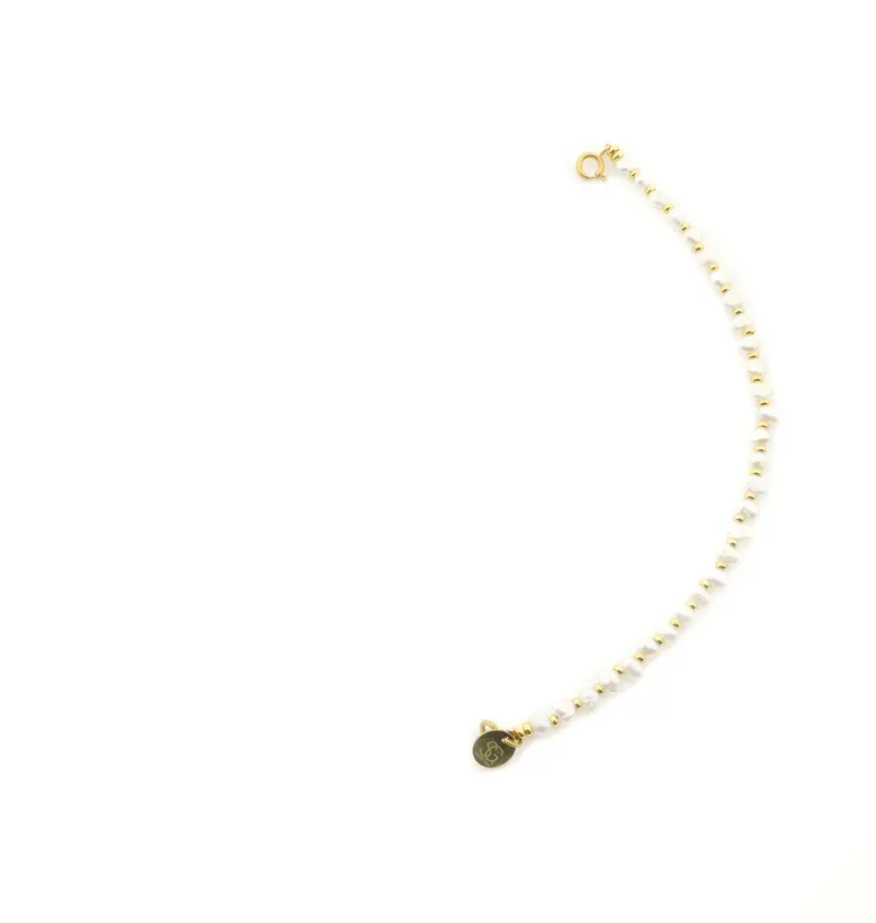 Solid Gold Edelsteen Tussenstuk Ketting - Zoetwaterparel