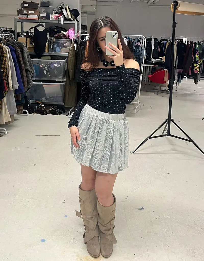 Sparkly fold over off shoulder body