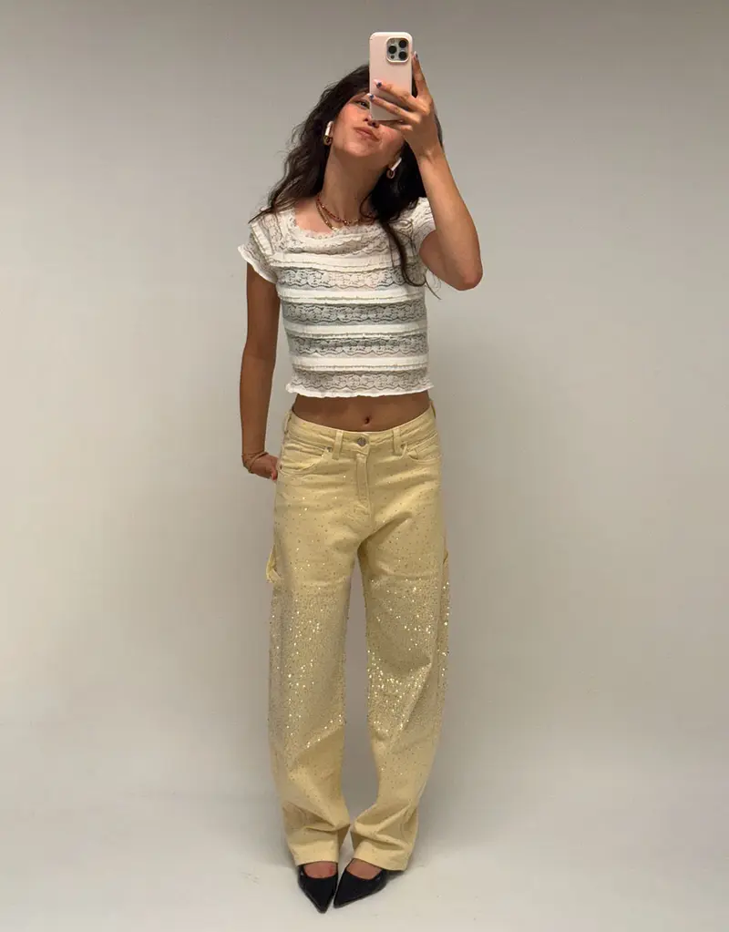 Sparkly straight leg jeans