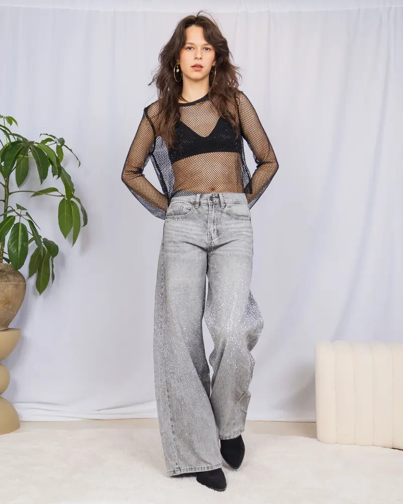 Sparkly wide leg jeans