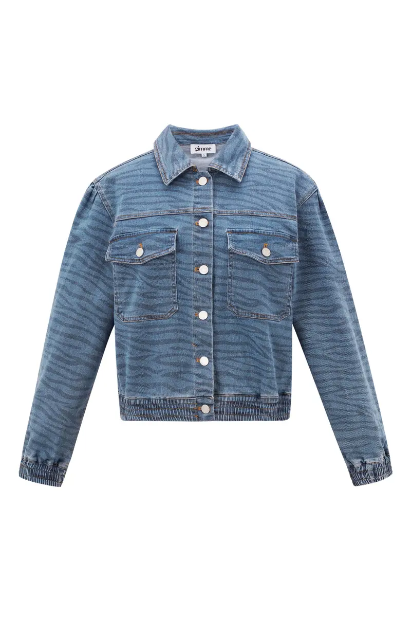 Spijkerjasje met zebra print | Blauw