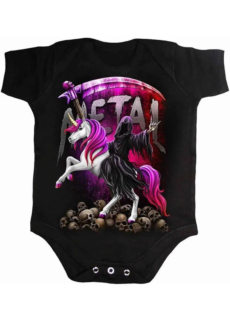 Spiral Baby Metallicorn Sleeping Suit Black
