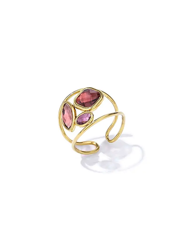 Stainless Steel Ring met Glaskristal – Roze & Rood