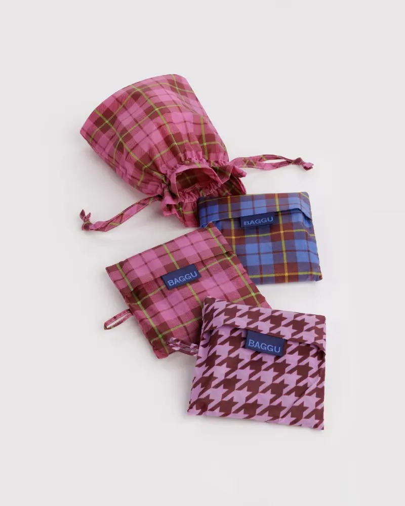 Standard Reusable Bags Set of 3 - Check Mix