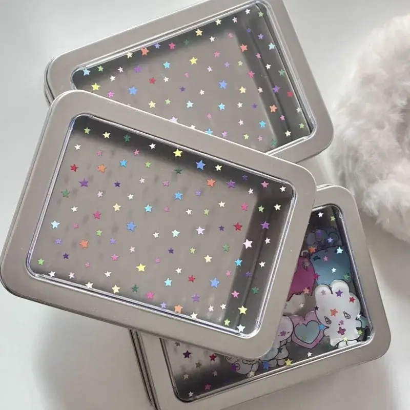 Star/Clover Print Metal Storage Tin